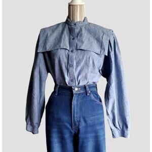Vintage Western Cotton Chambray Blouse